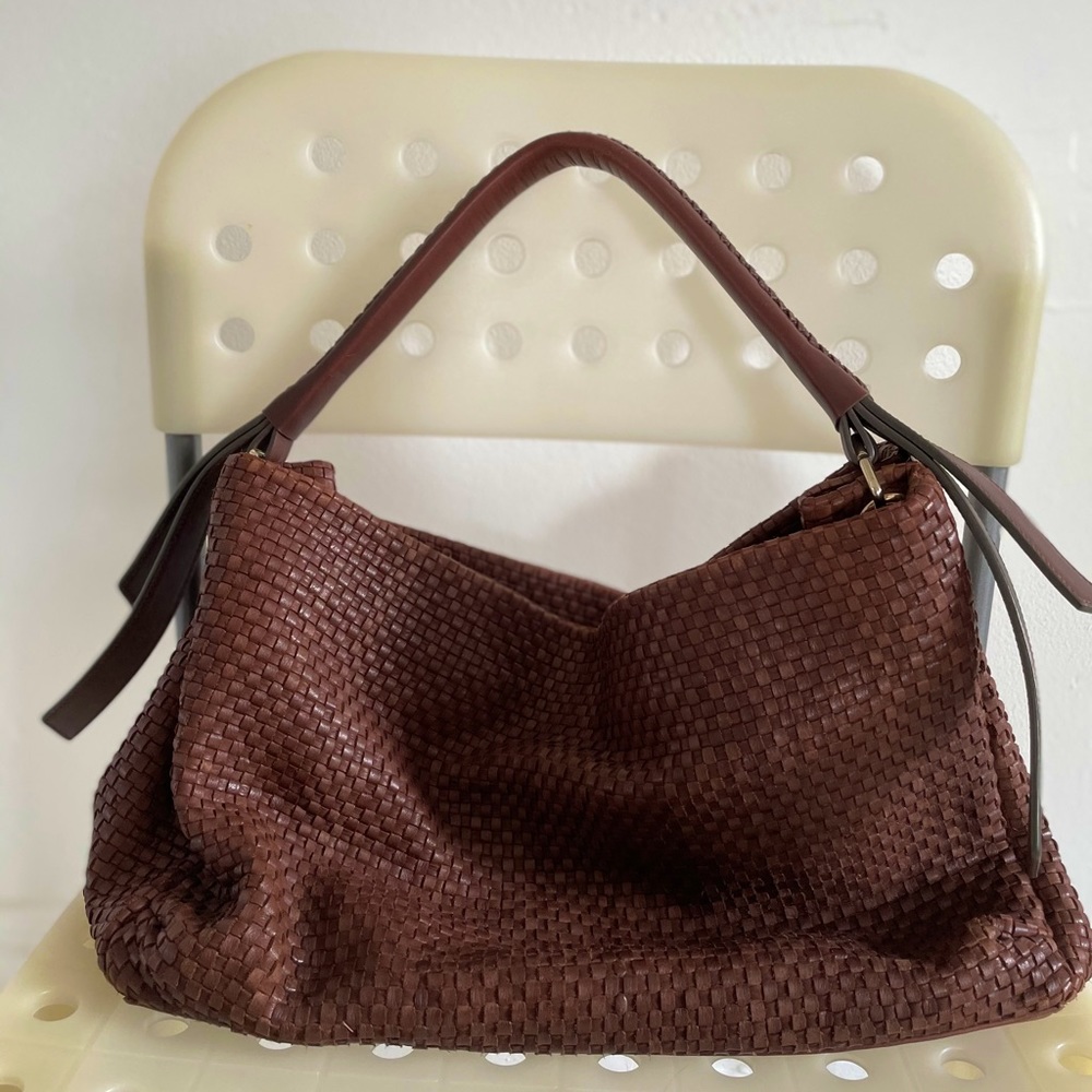 Cole Haan Brown Classic Woven Shoulder Handbag